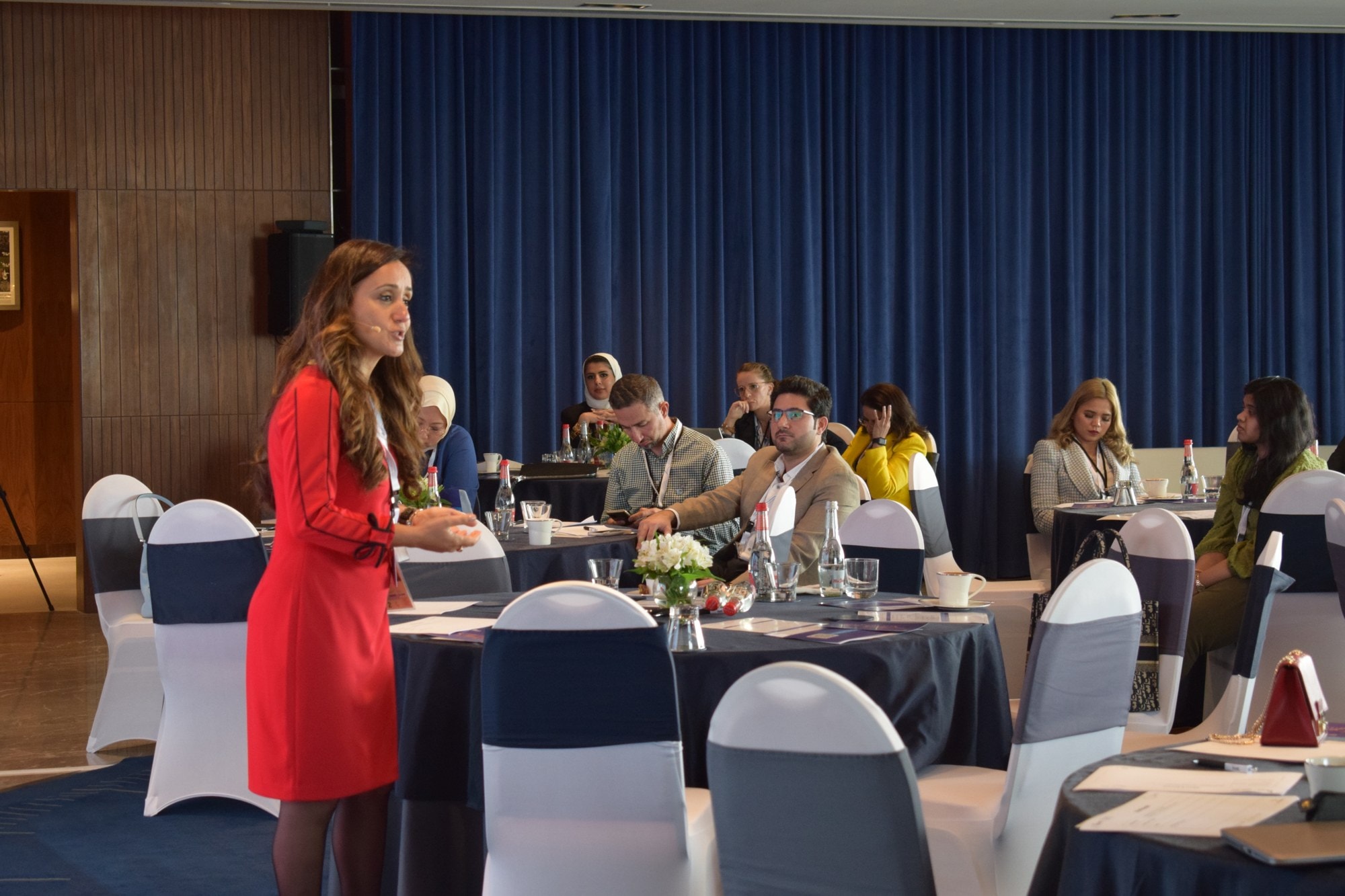 Nada Khorchid leading a learning session with a group of leaders